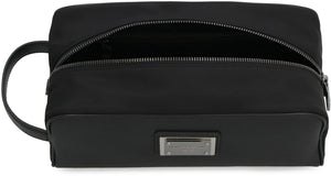 DOLCE & GABBANA Men's Black Nylon Wash Handbag for FW23