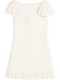 VALENTINO Ivory Mini Puff Sleeve Flared Hem Dress