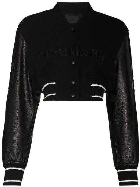 GIVENCHY Navy Blue Cropped Bomber Jacket for Women - FW23 Collection