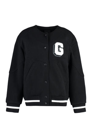 GIVENCHY Black Wool Bomber Jacket with Patch for Women - SS24