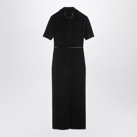 GIVENCHY Elegant Jacquard Midi Dress with Satin Belt