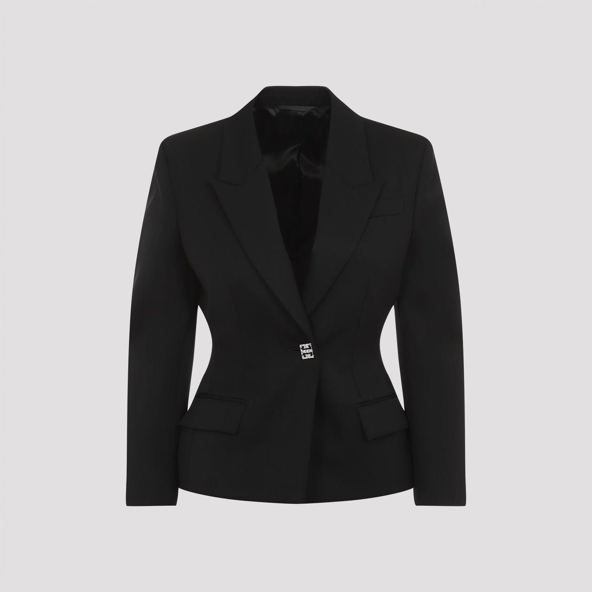 GIVENCHY Classic Black Blazer with Silver Logo Button