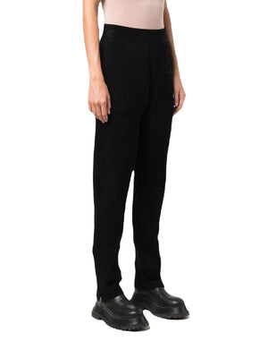 GIVENCHY Monogram Print Tapered Trousers - Black Cotton Blend High Waist Women's Pants