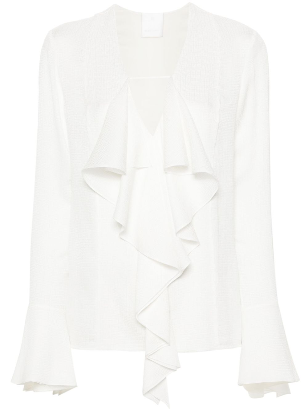 GIVENCHY White Silk Ruffled Blouse for Women - SS24 Collection