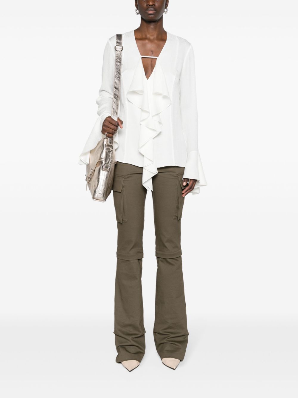 GIVENCHY White Silk Ruffled Blouse for Women - SS24 Collection