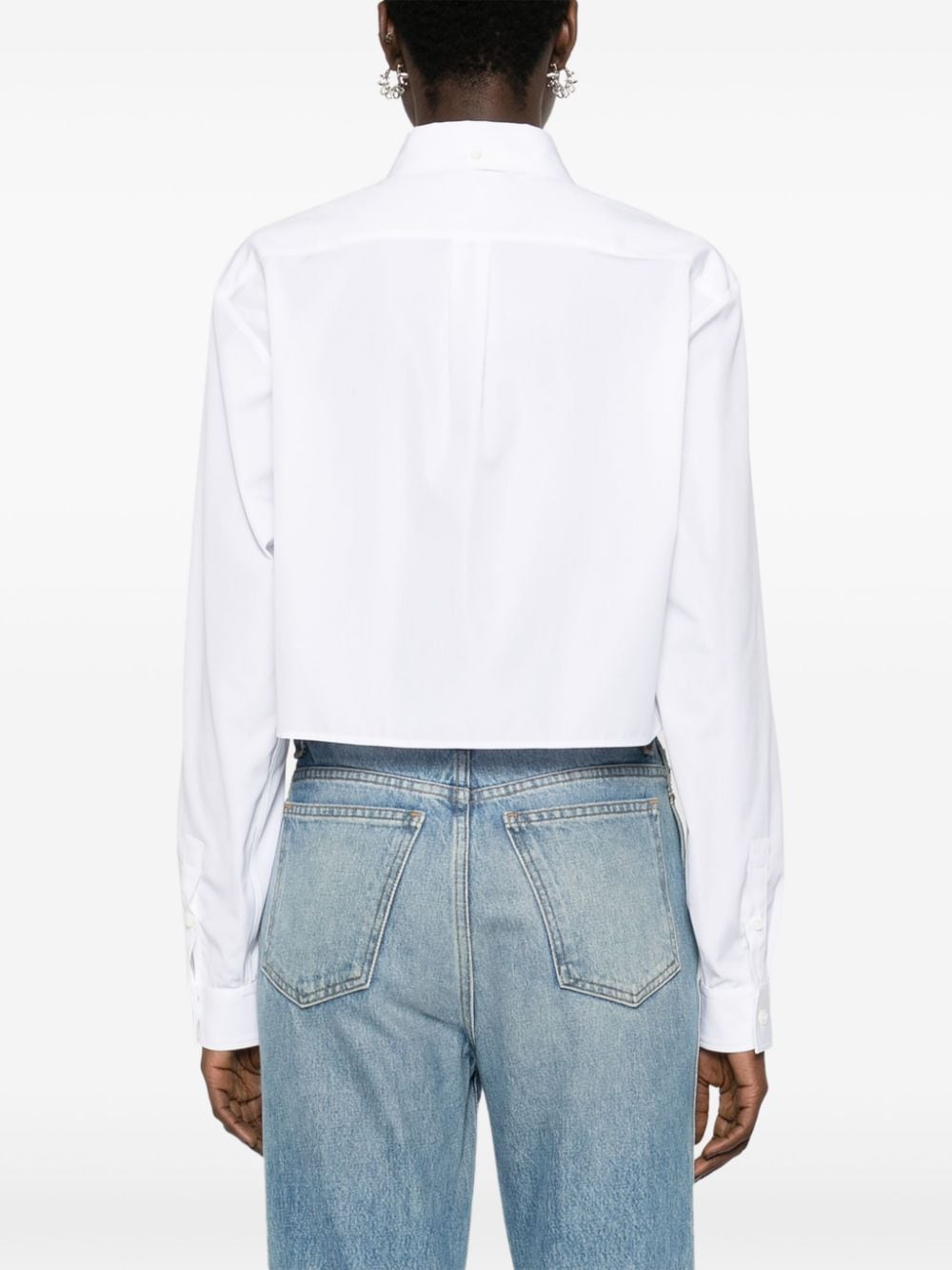 GIVENCHY White Cropped Button-Down Collar Cotton Shirt for Women