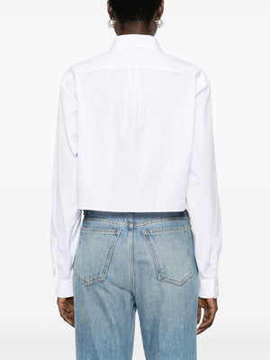 GIVENCHY White Cropped Button-Down Collar Cotton Shirt for Women