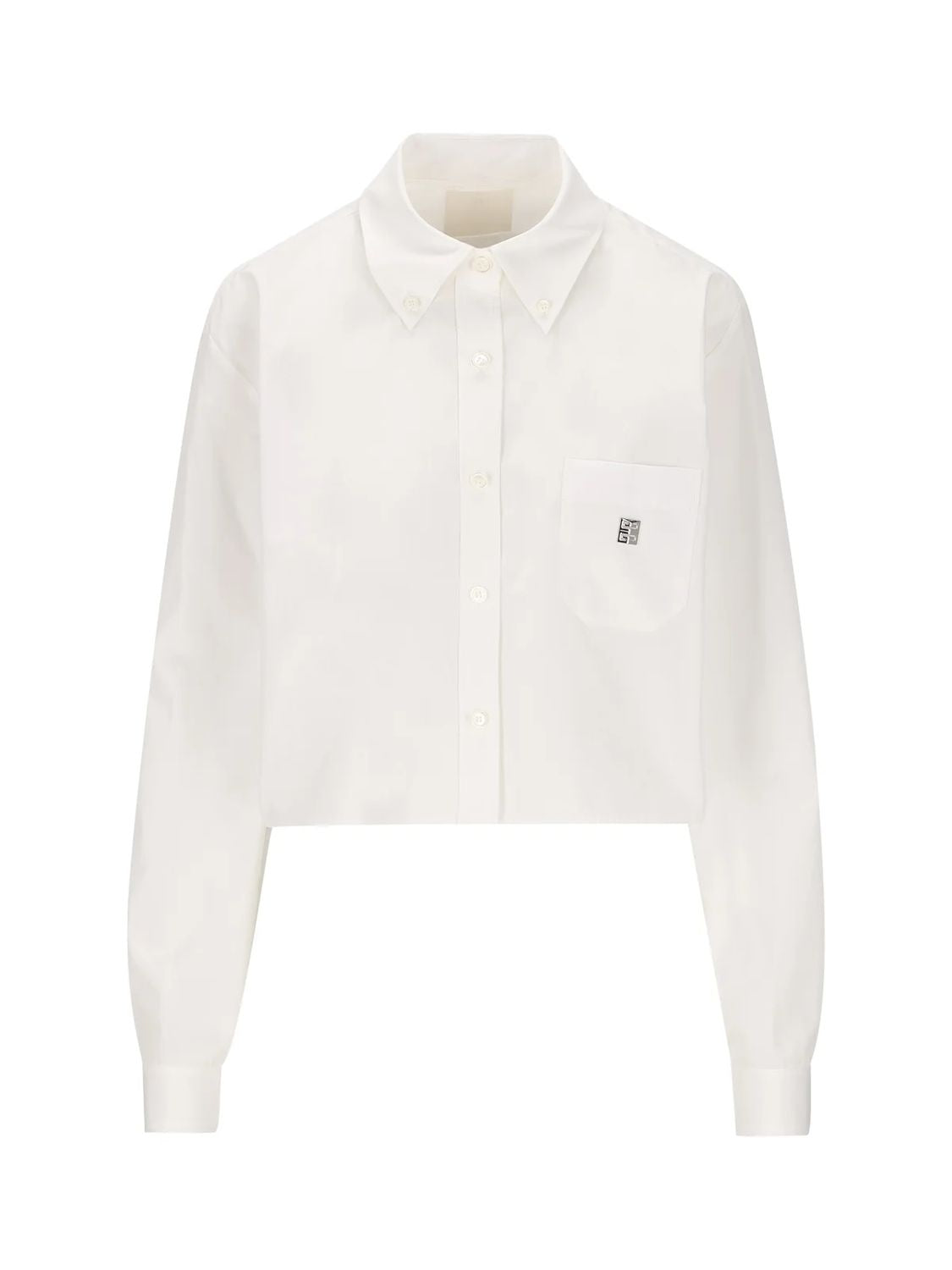 GIVENCHY White Cropped Button-Down Collar Cotton Shirt for Women