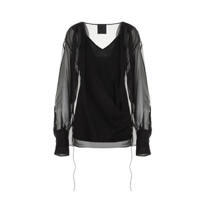 GIVENCHY Elegant Draped Silk Blouse