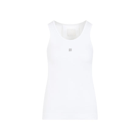 GIVENCHY Ribbed White Cotton Tank Top for Women - SS24 Collection