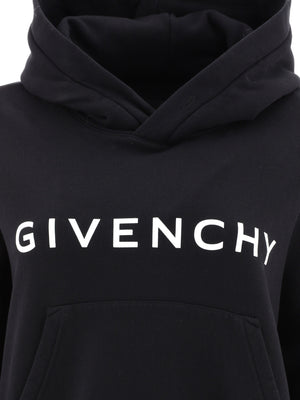 GIVENCHY Black Hoodie with White Logo for Women