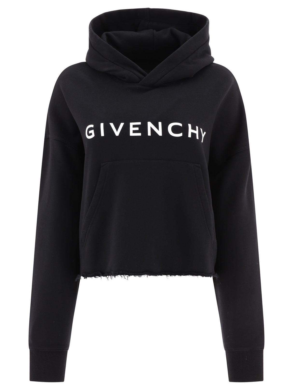 GIVENCHY Black Hoodie with White Logo for Women