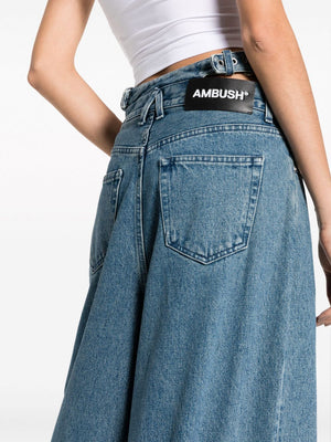 AMBUSH Navy Waist-Belt Wide-Leg Jeans for Women