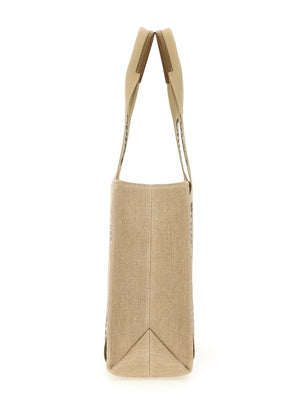 CHLOÉ Luxe Linen & Leather Shoulder Tote