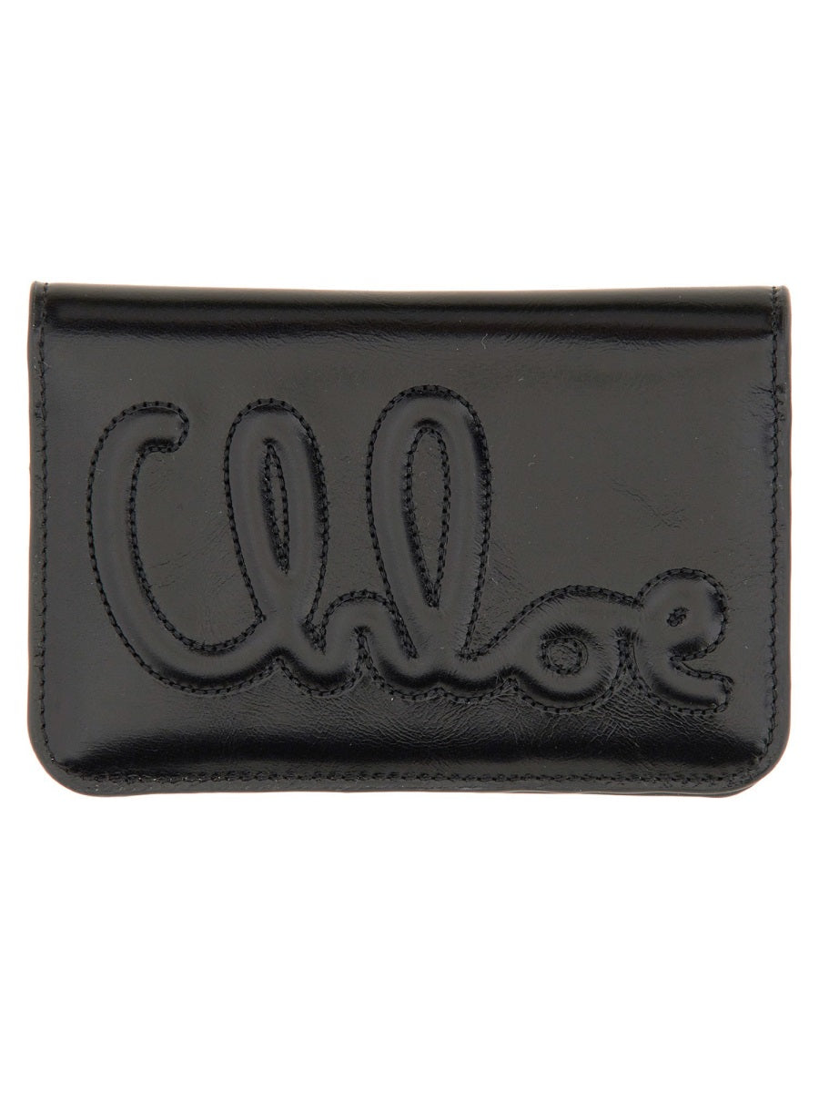 CHLOÉ Elegant Leather Wallet with Logo - Mini Size