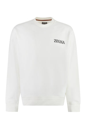 ZEGNA White Cotton Crew-Neck Sweatshirt for Men - FW23