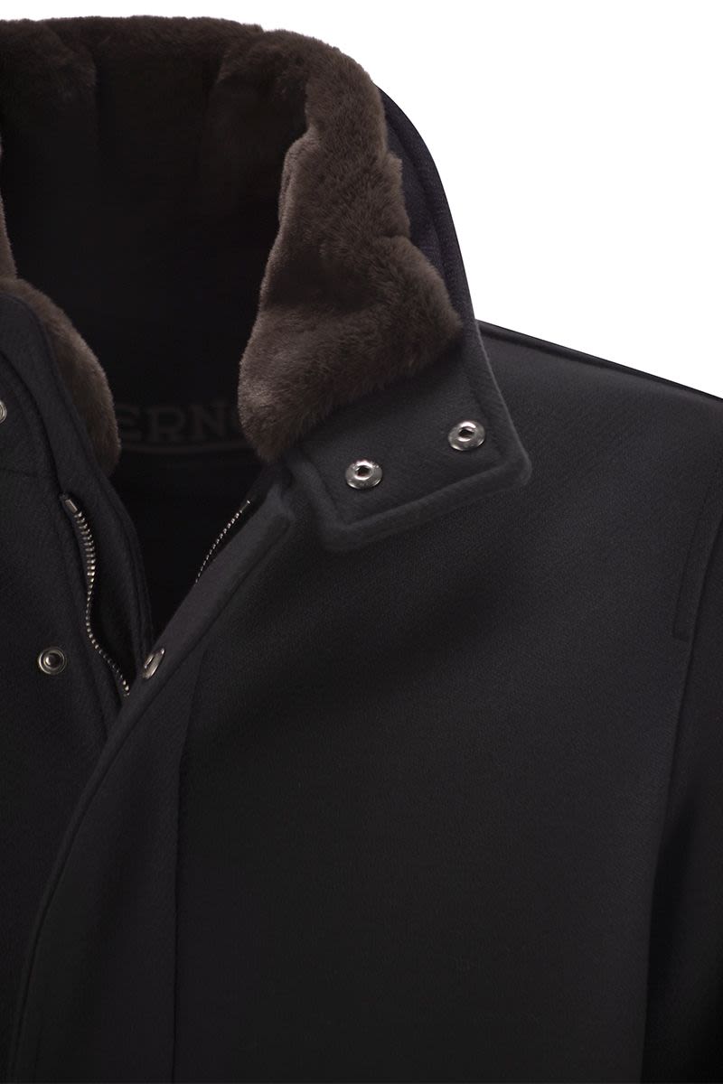 HERNO Luxury Wool Jacket with Removable Fur Collar