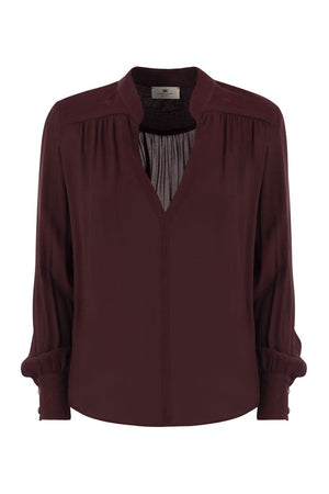 ELISABETTA FRANCHI Georgette Blouse with Striped Pattern