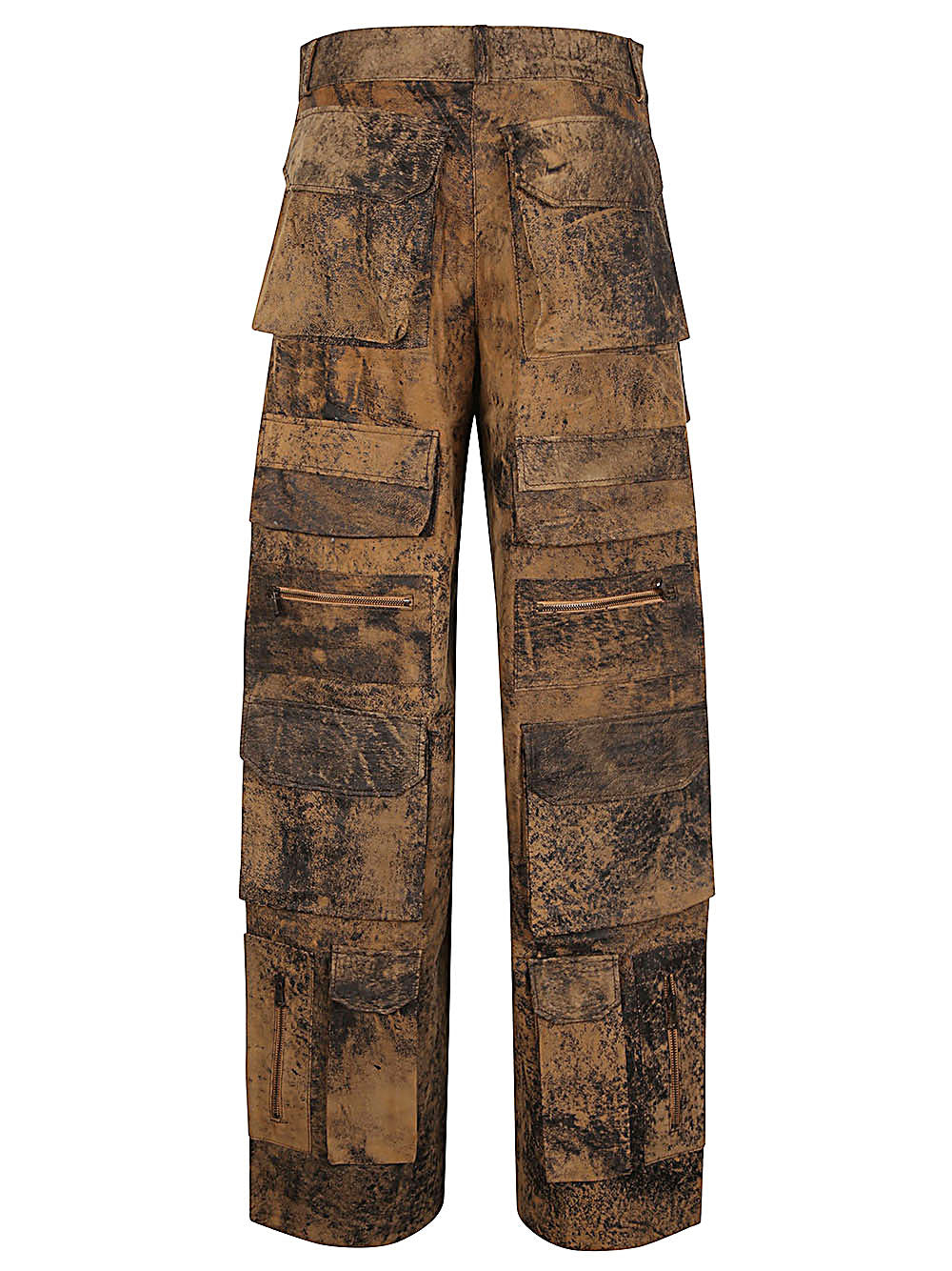 FERMAS CLUB Brown Leather Cargo Trousers for Women - SS24 Collection