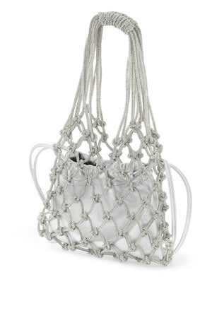 HIBOURAMA Chic Mini Handbag with Woven Mesh and Satin Pouch