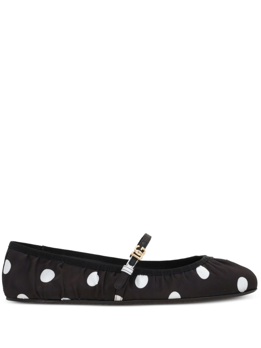 DOLCE & GABBANA Polka Dot Print Satin Ballet Flats