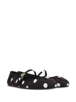 DOLCE & GABBANA Polka Dot Print Satin Ballet Flats