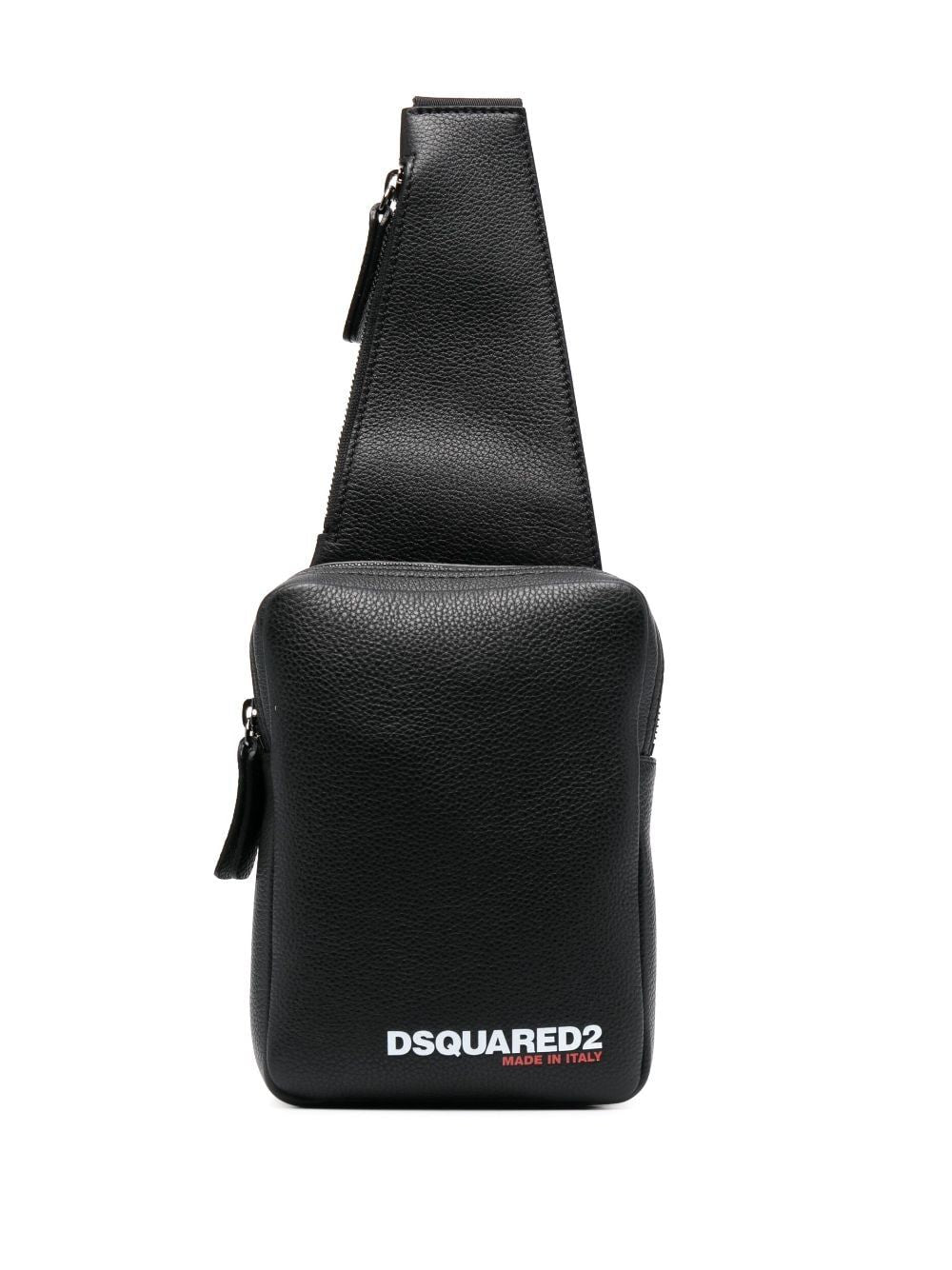 DSQUARED2 Logo-Print Leather Messenger Handbag