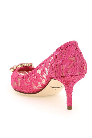 DOLCE & GABBANA Charming Lace Pumps with Crystal Flowers for Women - Mixed Colors