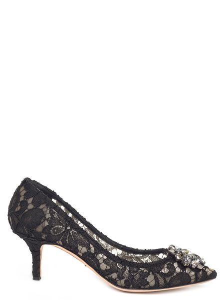 DOLCE & GABBANA Charming Lace Pumps with Crystal Flowers for Women - Mixed Colors