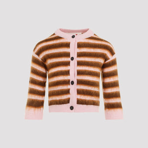 MARNI Elegant Virgin Wool Cardigan in Pink & Purple