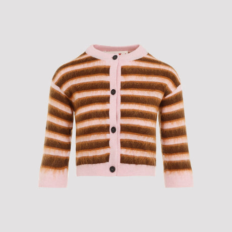 MARNI Elegant Virgin Wool Cardigan in Pink & Purple