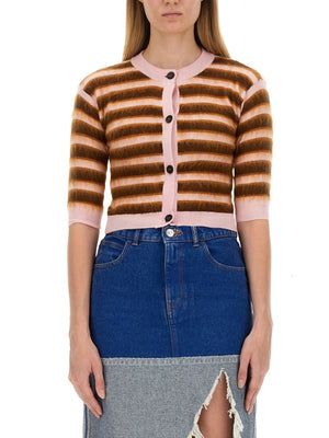 MARNI Chic Cropped Striped Cardigan - Women's Size 40