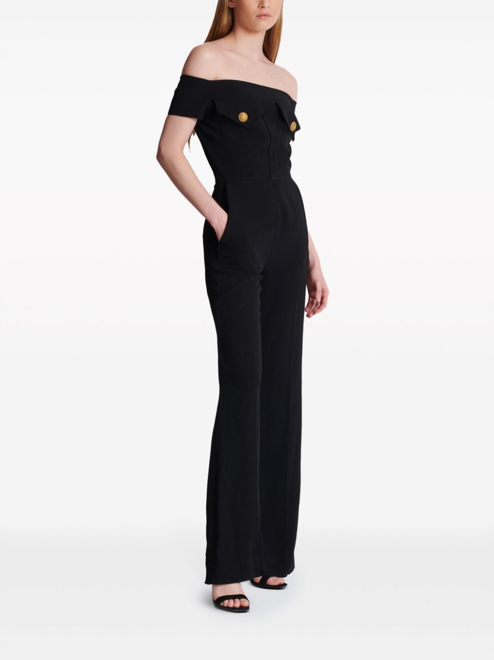 BALMAIN 24SS Women's Black Jumpsuit - Trendy and Chic One-Piece Outfit