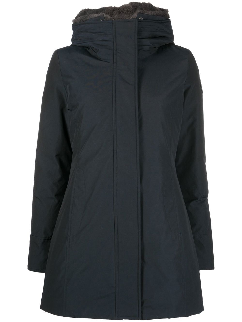 WOOLRICH Navy Blue Padded Zip-Up Parka with Feather Down Lining