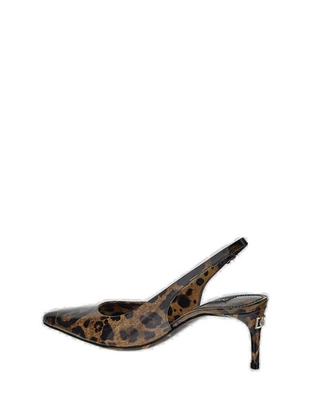 DOLCE & GABBANA Leopard Print Pointy Toe Slingback Pumps