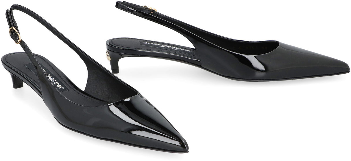 DOLCE & GABBANA Black Leather Slingback Pumps for Women - FW23