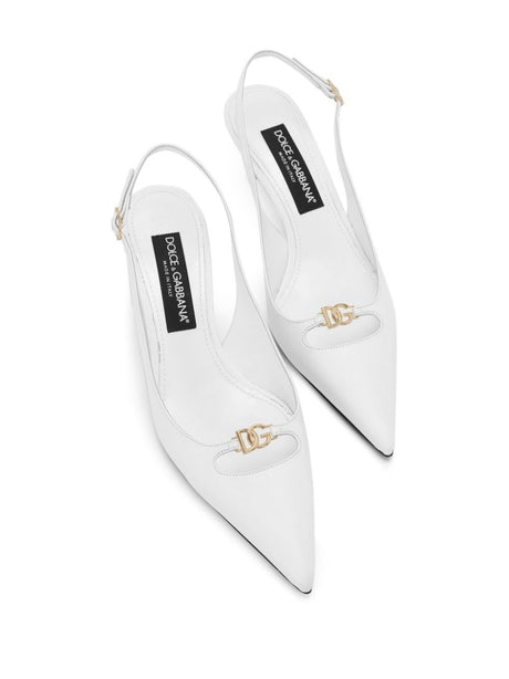 DOLCE & GABBANA Capri White Slingback Pumps