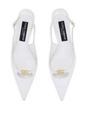 DOLCE & GABBANA Capri White Slingback Pumps