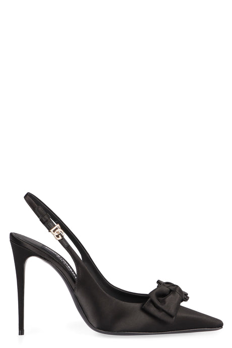 DOLCE & GABBANA Elegant Satin Slingback Pumps with Bow – Women’s Size 8