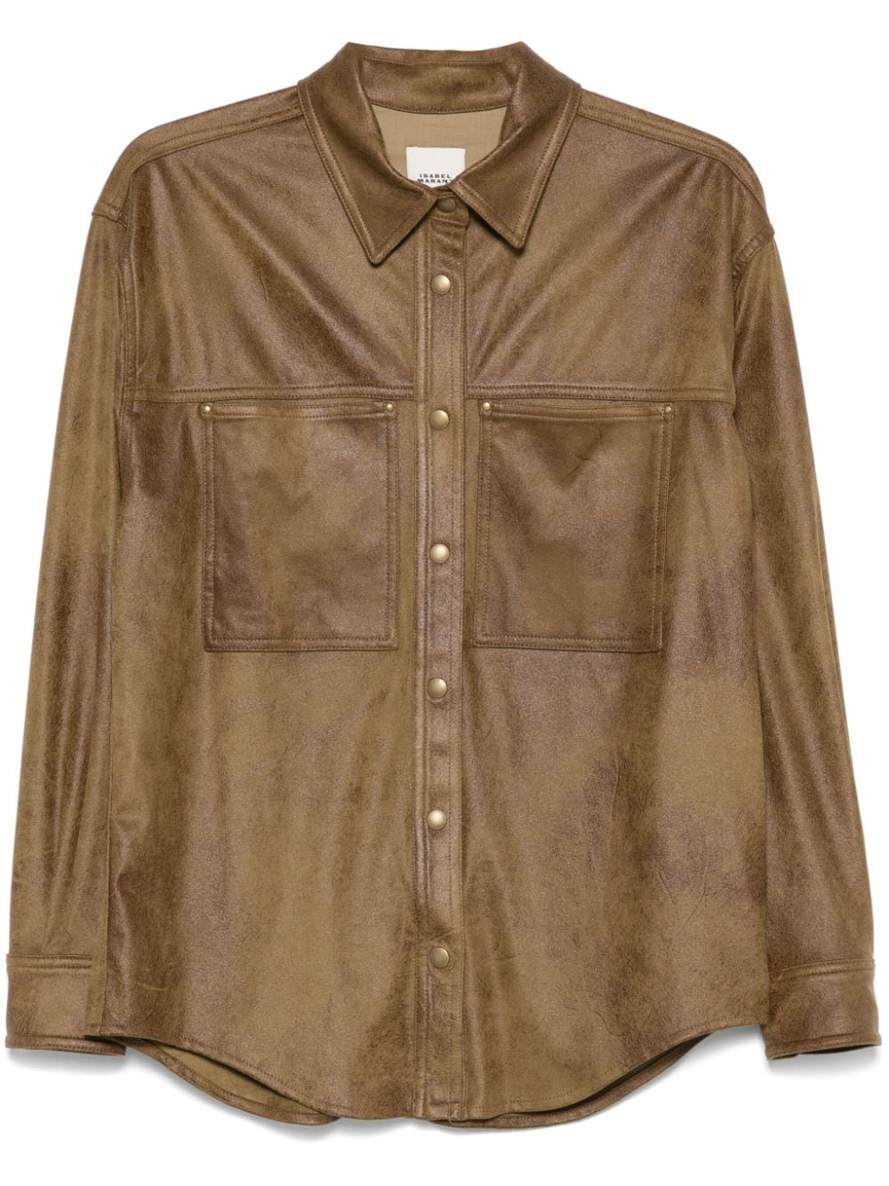 ISABEL MARANT Classic Long Sleeve Shirt with Faux Suede Detail