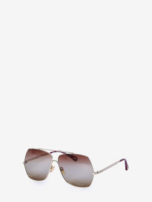 CHLOÉ Aly Square Gold-Tone Sunglasses