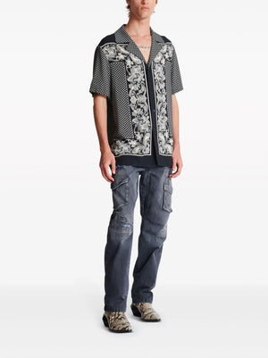 BALMAIN Paisley Printed Bowling Shirt for Men - SS24 Collection