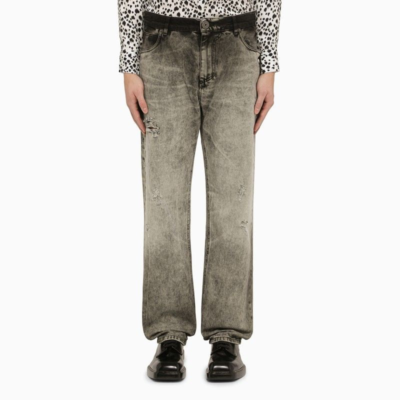 BALMAIN Bleached Straight Denim Pants