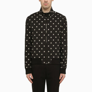 BALMAIN Men's Reversible Black Bomber Jacket with Star Print