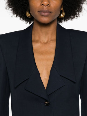 CHLOÉ Elegant Blue Cropped Wool Jacket