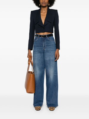 CHLOÉ Elegant Blue Cropped Wool Jacket