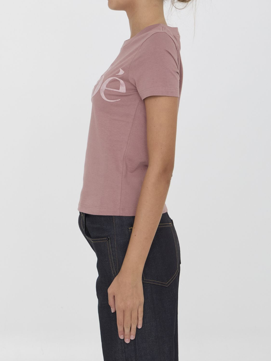 CHLOÉ Flocked Logo Fitted T-Shirt - Women's