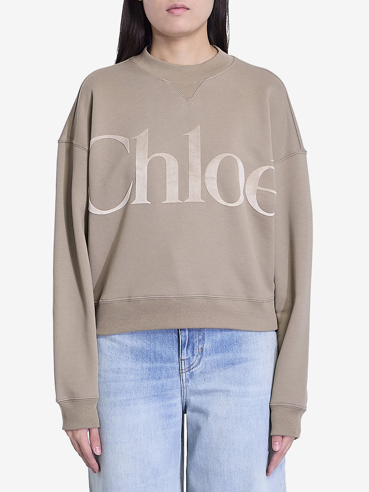 CHLOÉ Logo Flocked Crewneck Sweatshirt - Regular Fit