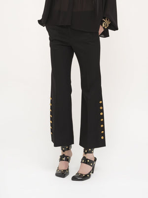 CHLOÉ Sophisticated Black Camel Pants with Golden Accents