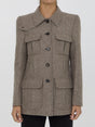 CHLOÉ Wool Jacket with Leather Details and Flap Pockets